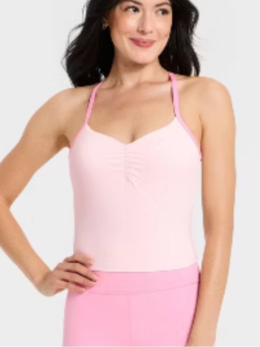 all in motion Light Pink Ruched everyday soft Tank top NWT b